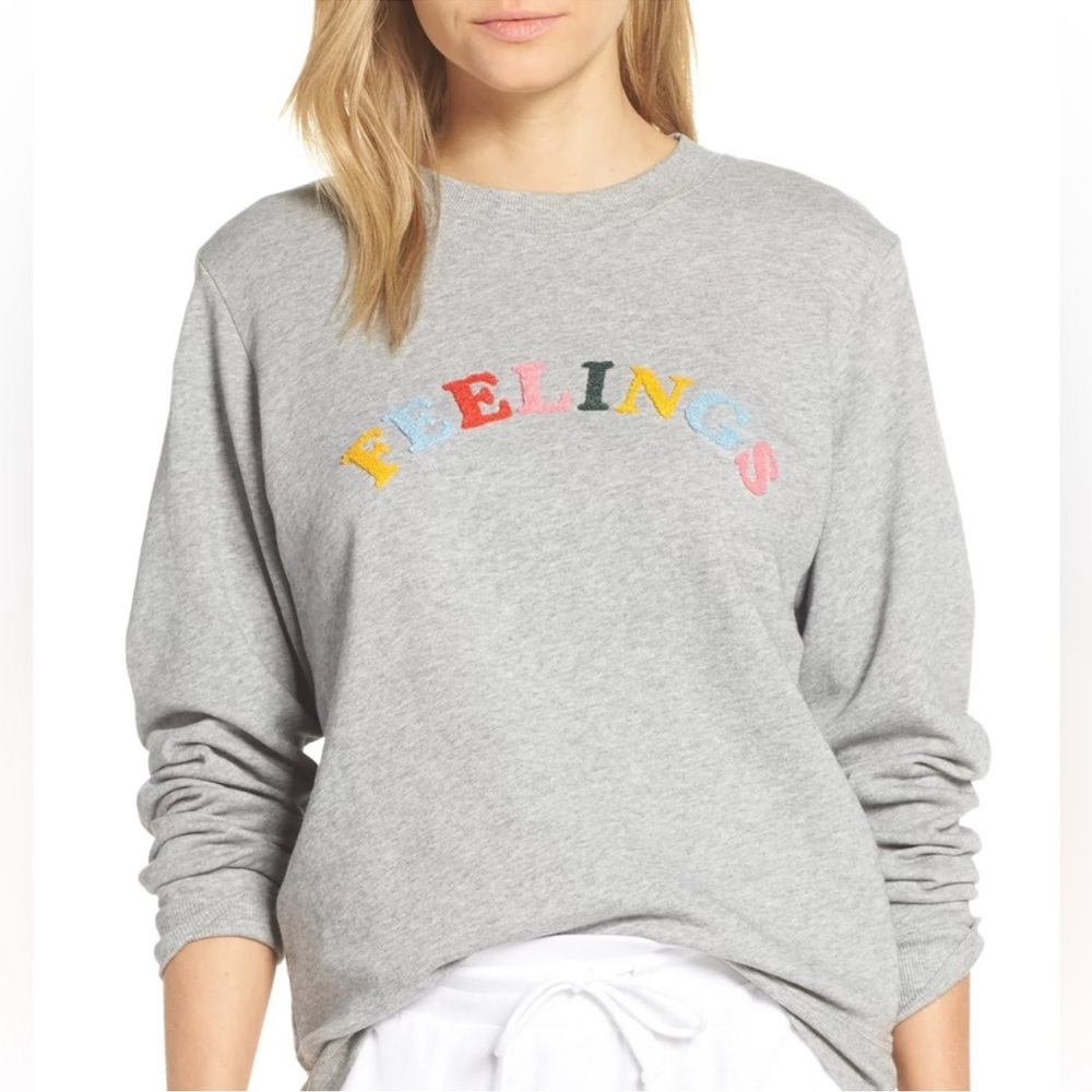 ban.do Gray Crewneck Sweatshirt with Multicolored Text
